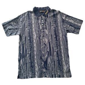 COOGI Men's Black and Gray Striped Shirt 100% Algodon